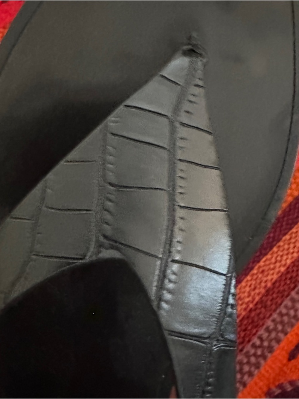ZARA Black Croc-Textured T-Strap Sandals - Picture 4 of 4